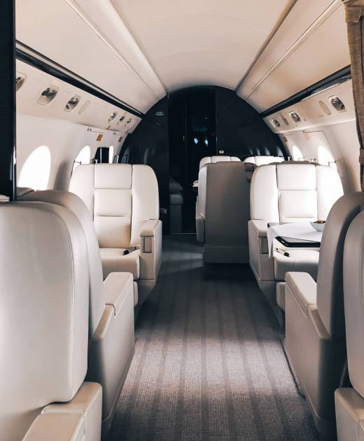 Interior of a private luxury jet Interior of a private luxury jet