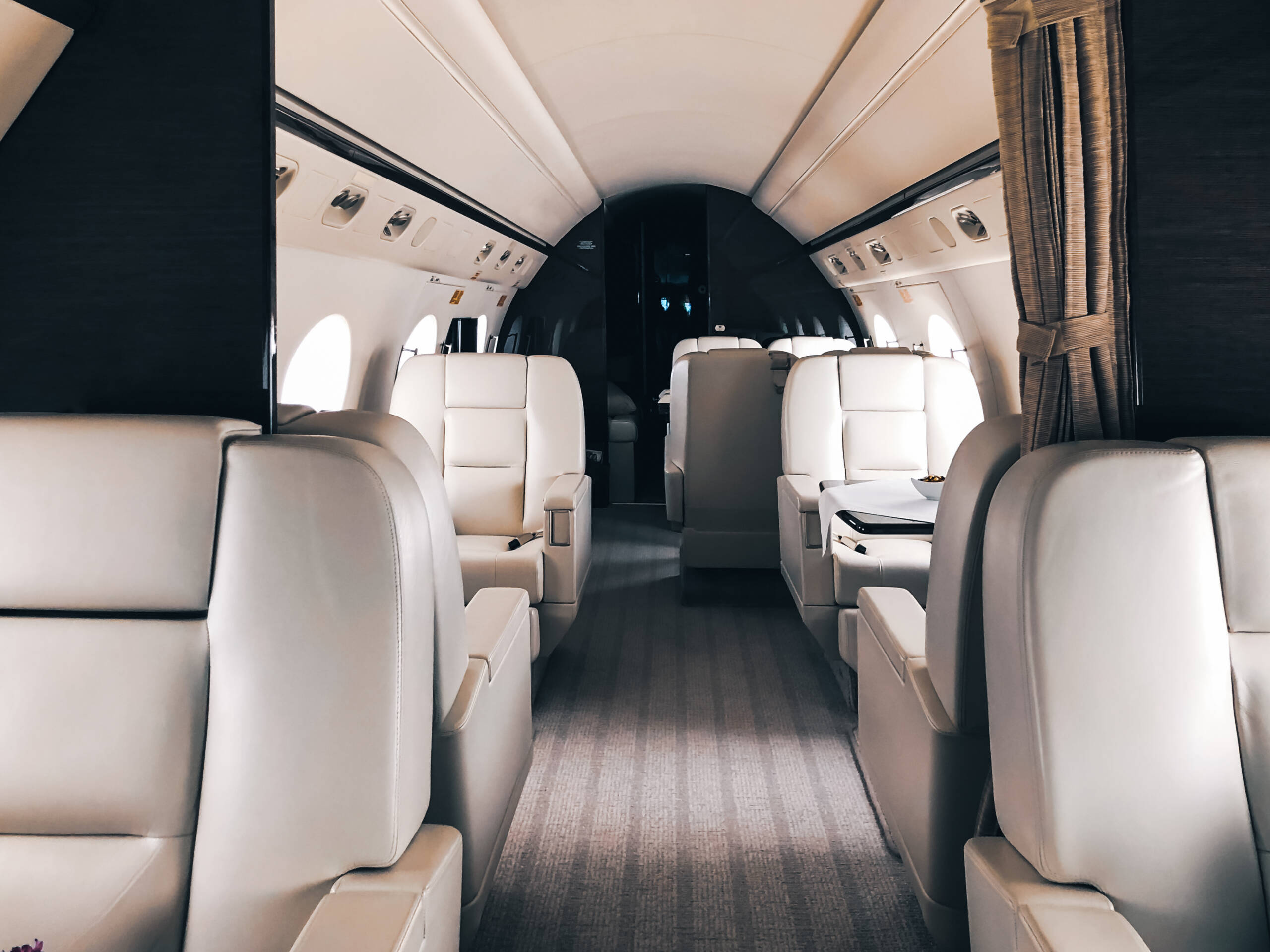 Interior of a private luxury jet